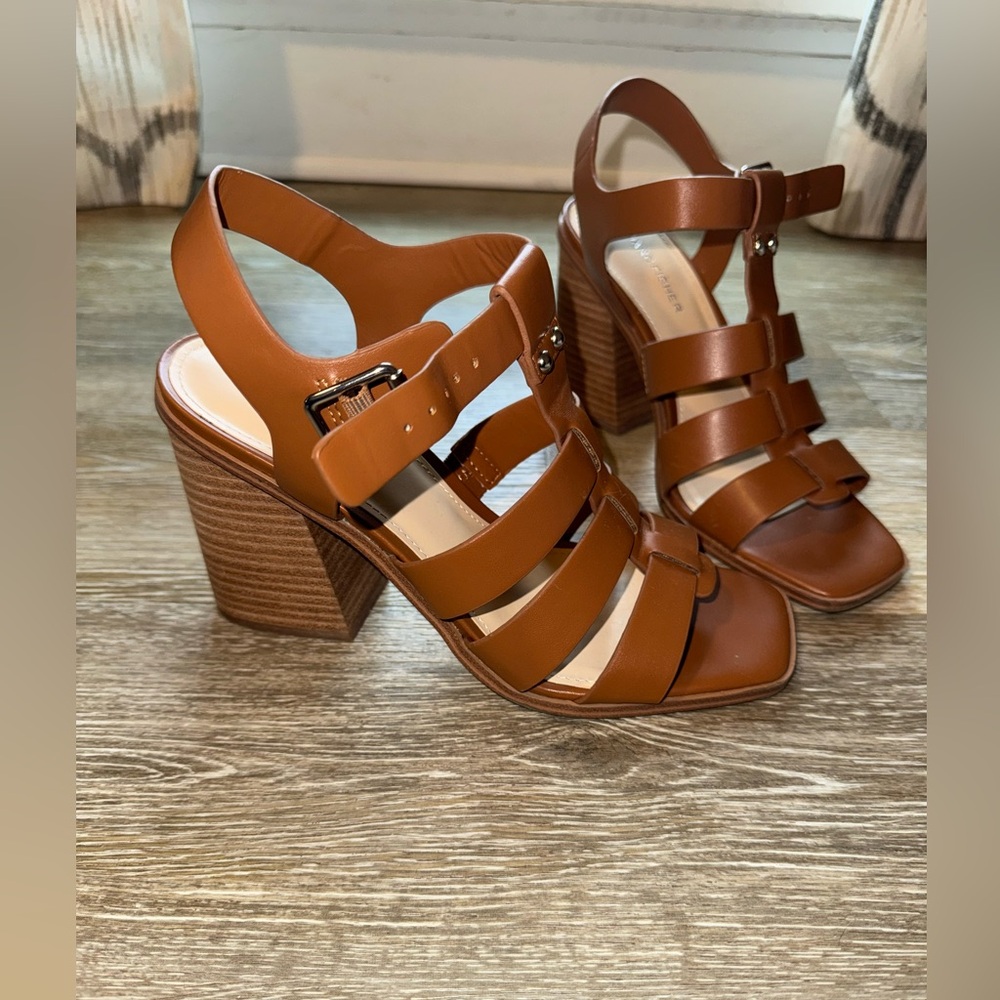 Brown Strappy Block Heel Sandals- Marc fisher